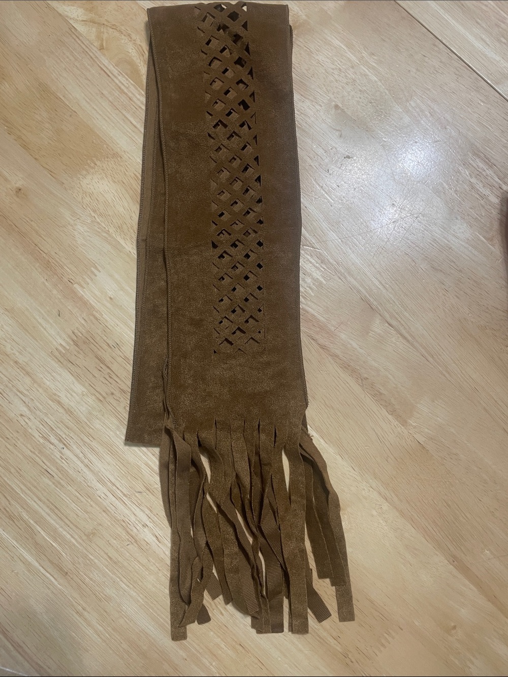 Brown Fringe Belt with Laser-Cut Detail